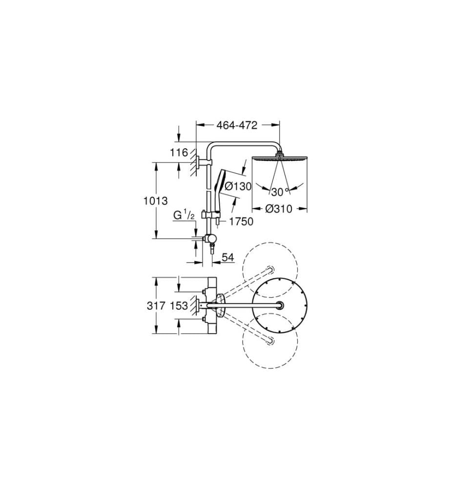GROHE Duschsystem Rainshower System 310 153 mm, 1/2'