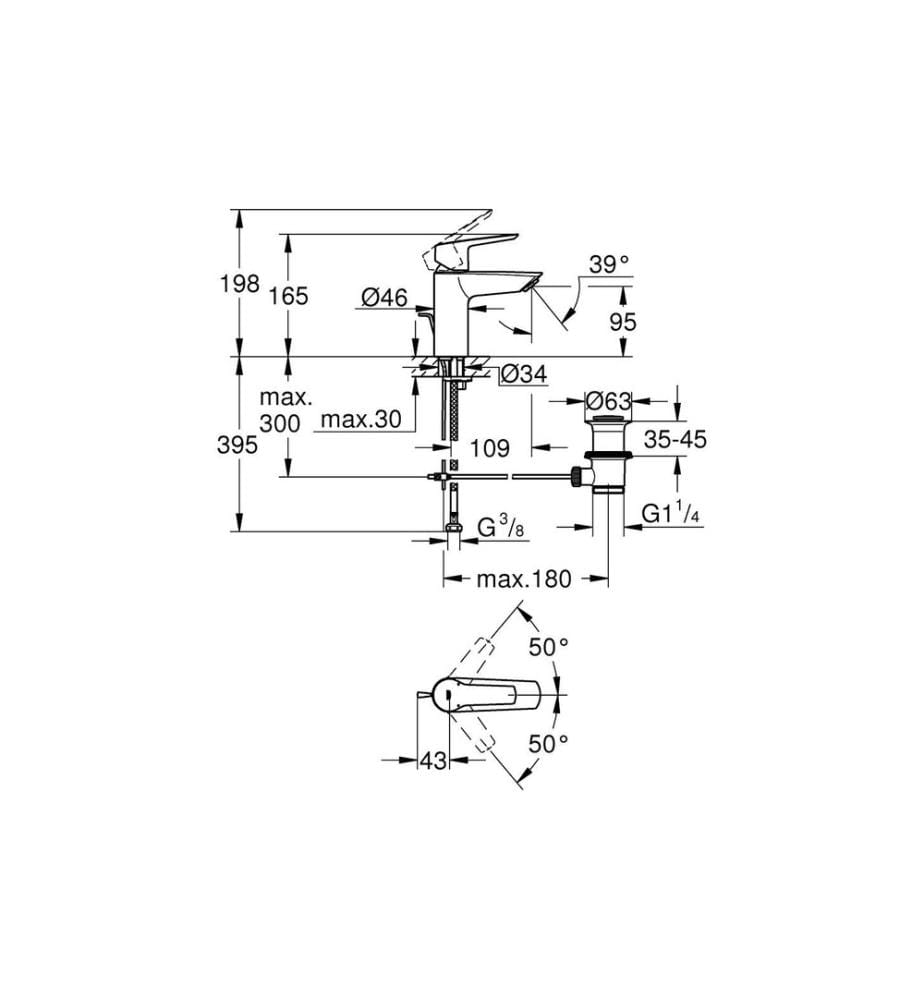GROHE mitigeur lavabo Start S-Size mat noir