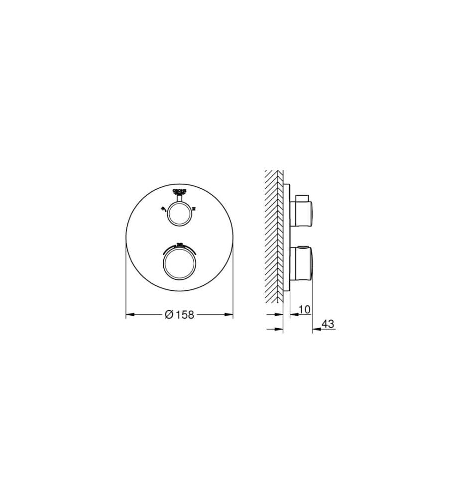 GROHE Mitigeur de douche Grohtherm 43 mm, Chrome