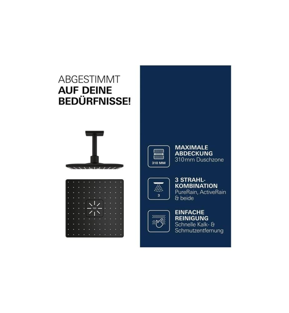 GROHE Kit RSH SmartActive 310 Douche de tête au plafond, bras de 142 mm