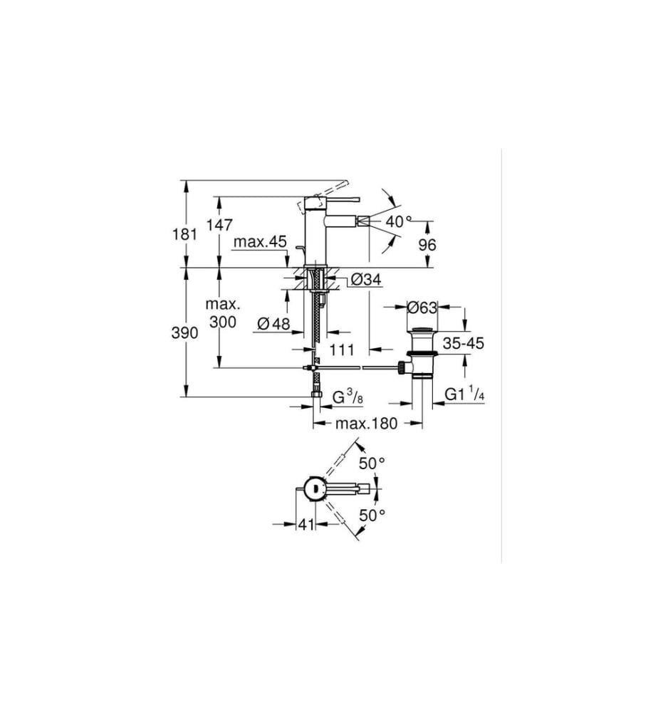 GROHE Essence New Bidetmischer Mattschwarz mit Ablaufgarnitur