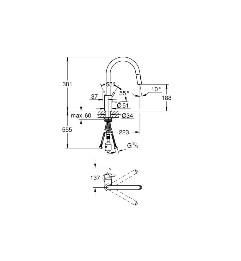 GROHE Robinet de cuisine Concetto Bec en U