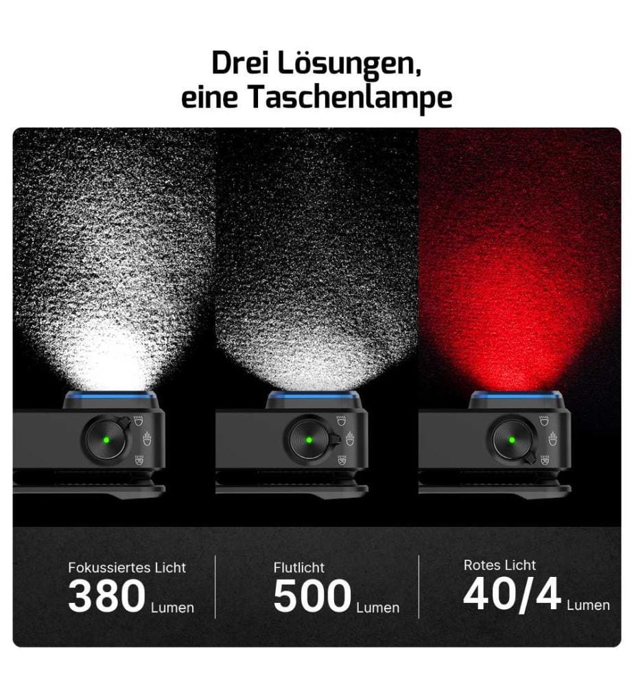 Lampe à pince, avec modes projecteur et spot - Noir