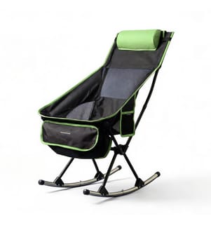 Chaise à bascule de camping pliante 2 en 1 avec pochette, coussin et sac de transport Trillow - NoirVert