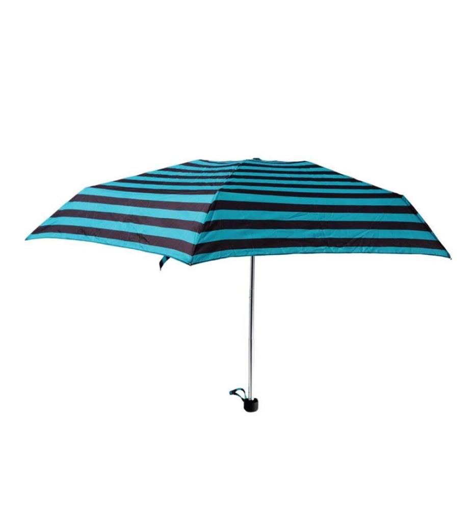 Mini parapluie Rayures Noires et Vertes - Noir
