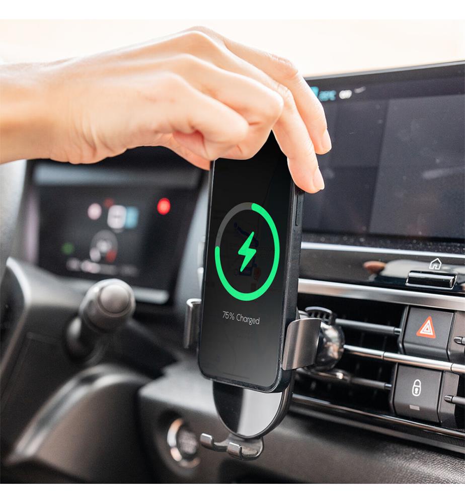 Support de téléphone à charge rapide sans fil pour voiture Chakar - Noir