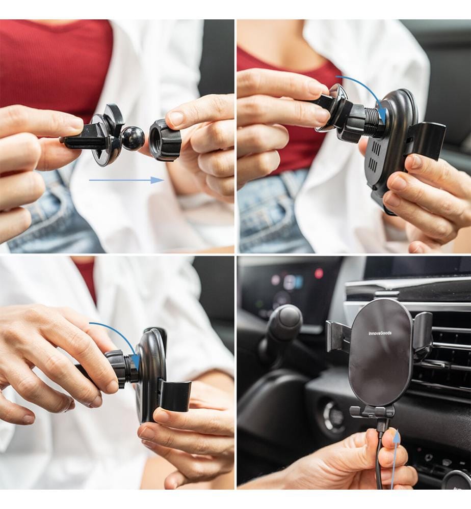 Support de téléphone à charge rapide sans fil pour voiture Chakar - Noir