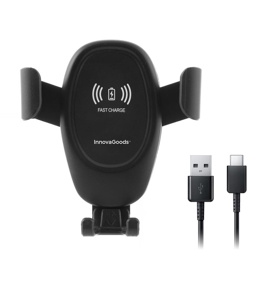 Support pour téléphone portable avec chargeur de voiture sans fil Wolder - Noir