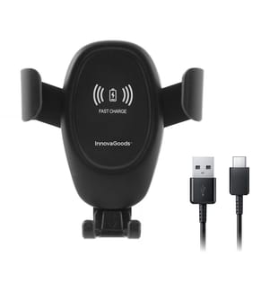 Support pour téléphone portable avec chargeur de voiture sans fil Wolder - Noir
