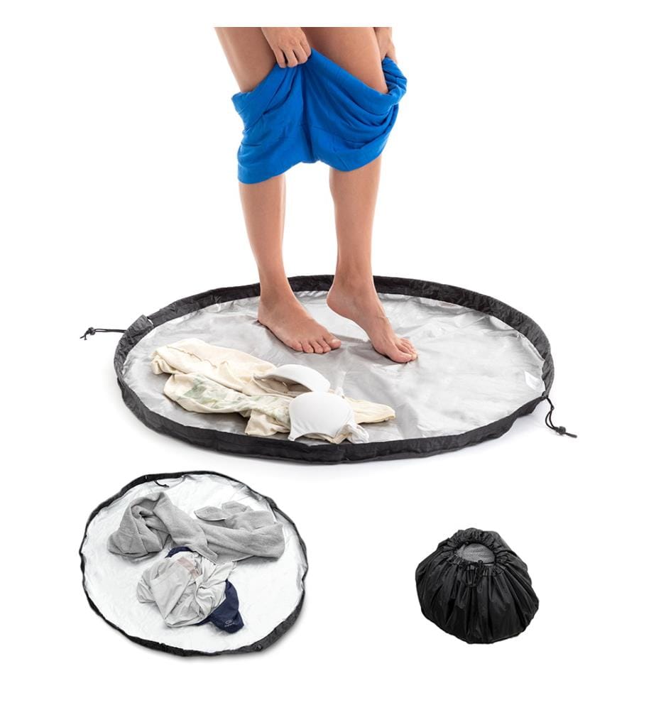 Matelas de vestiaire 2 en 1 et sac de sport imperméable - Noir et gris