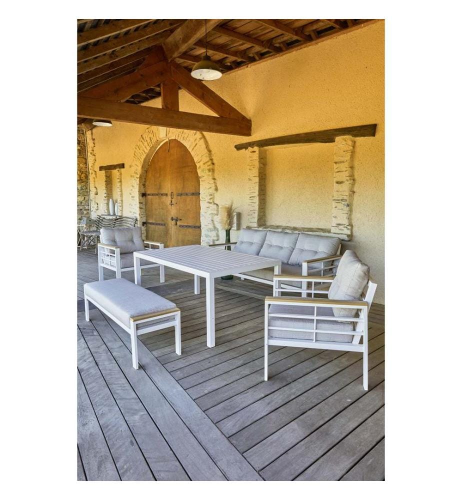 Ensemble repas de jardin CAYENNE 7 places en aluminium - BLANC