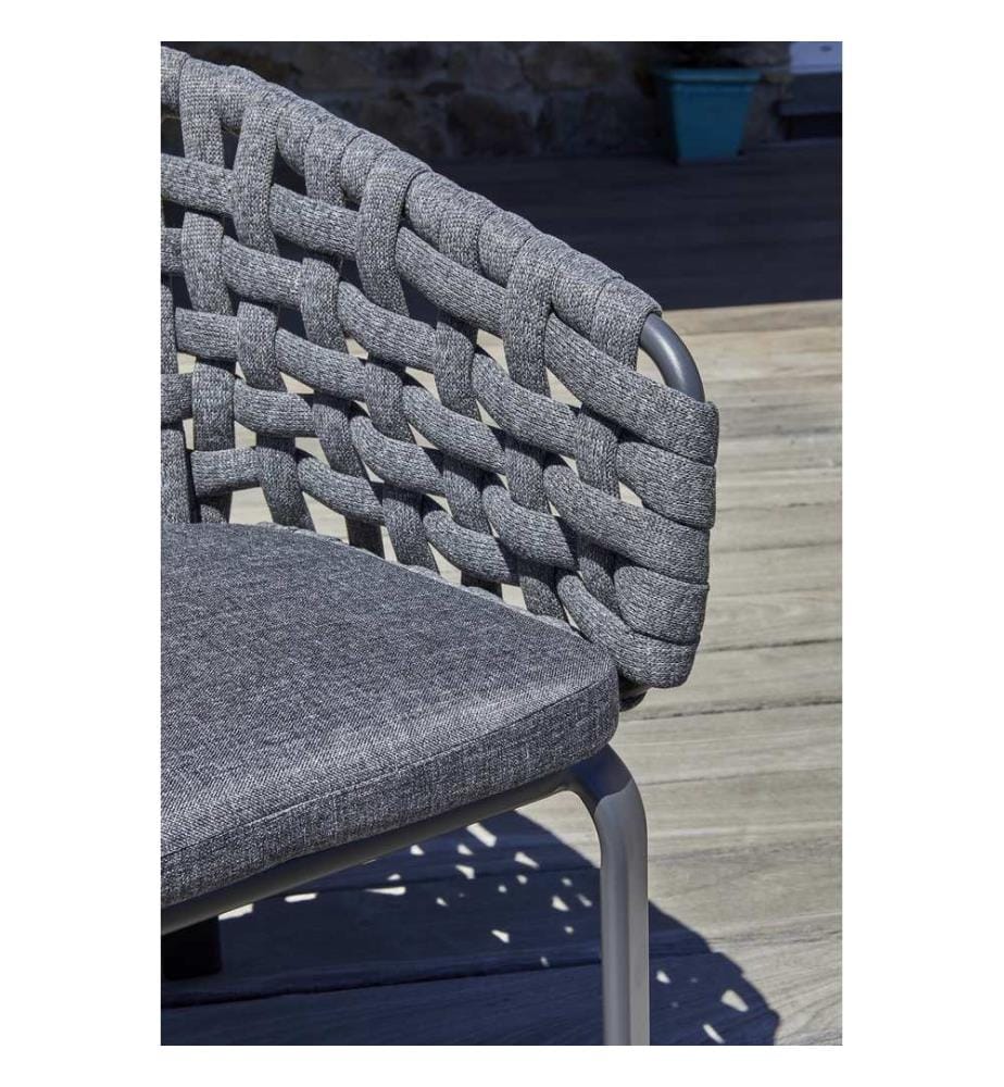 Set tavolo da giardino CAMARGUE (220x100 cm) in alluminio con piano in ceramica e 6 poltrone CAMARGUE - GRIGIO ANTRACITE