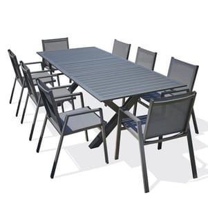 Ensemble Repas Floride 8 Places - Gris Anthracite