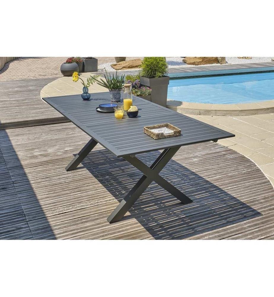 Table de Jardin Floride Extensible 180/240 x 100 cm - Gris Anthracite