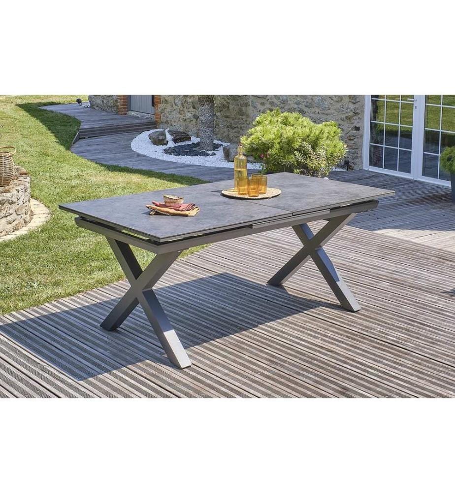 Table de Jardin Floride Céramique Extensible 180/240 x 100 cm - Gris Anthracite