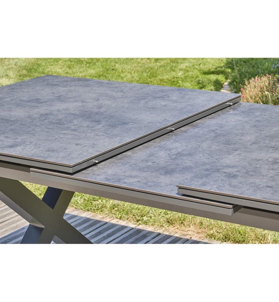 Table de Jardin Floride Céramique Extensible 180/240 x 100 cm - Gris Anthracite