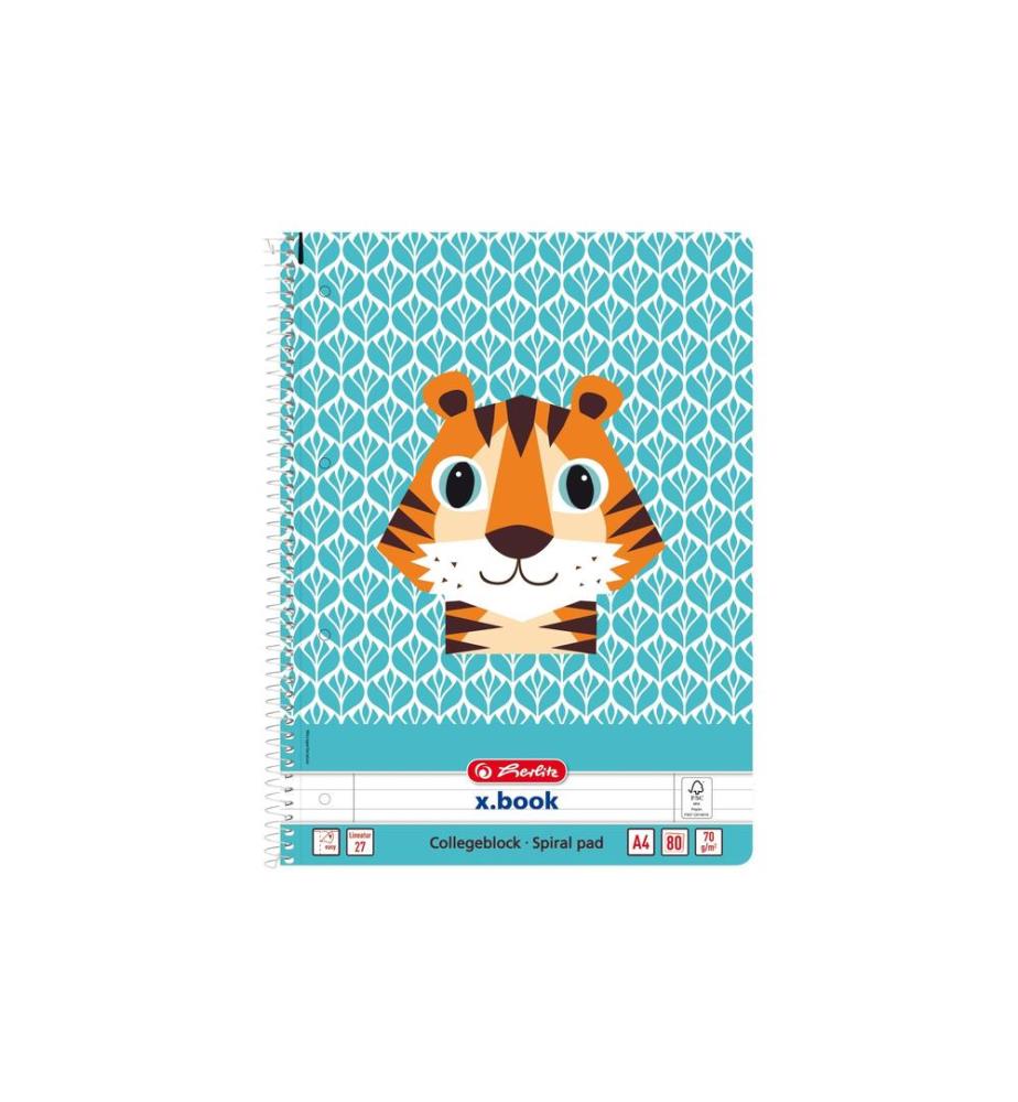 HERLITZ - Bloc-notes Cute Tiger A4 80 feuilles lignées