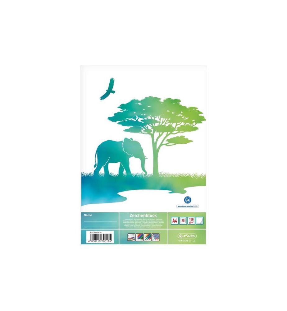 HERLITZ - Zeichenblock Greenline A4, 20 Blatt