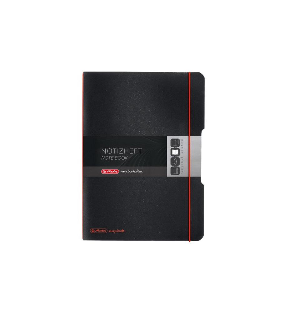 HERLITZ - Carnet de notes my.book flex A5, À carreaux, Noir/Rouge