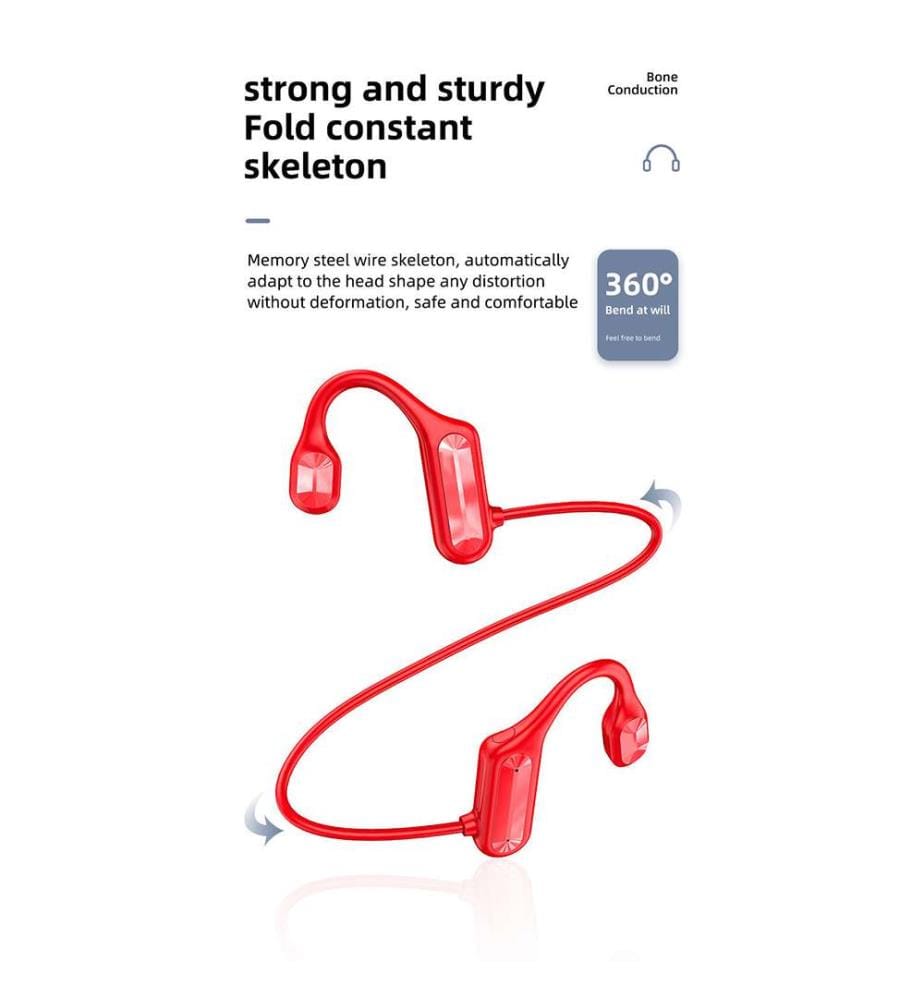 Casque Audio à Conduction Osseuse Bluetooth 5.2 Edition Alpine - Rouge