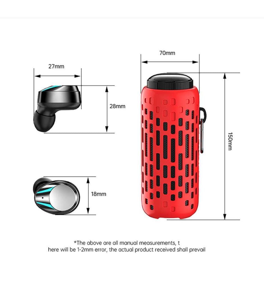 Enceinte Bluetooth 2en1 TWS 15W Lumineuse avec Écouteurs Edition MixParty - Rouge