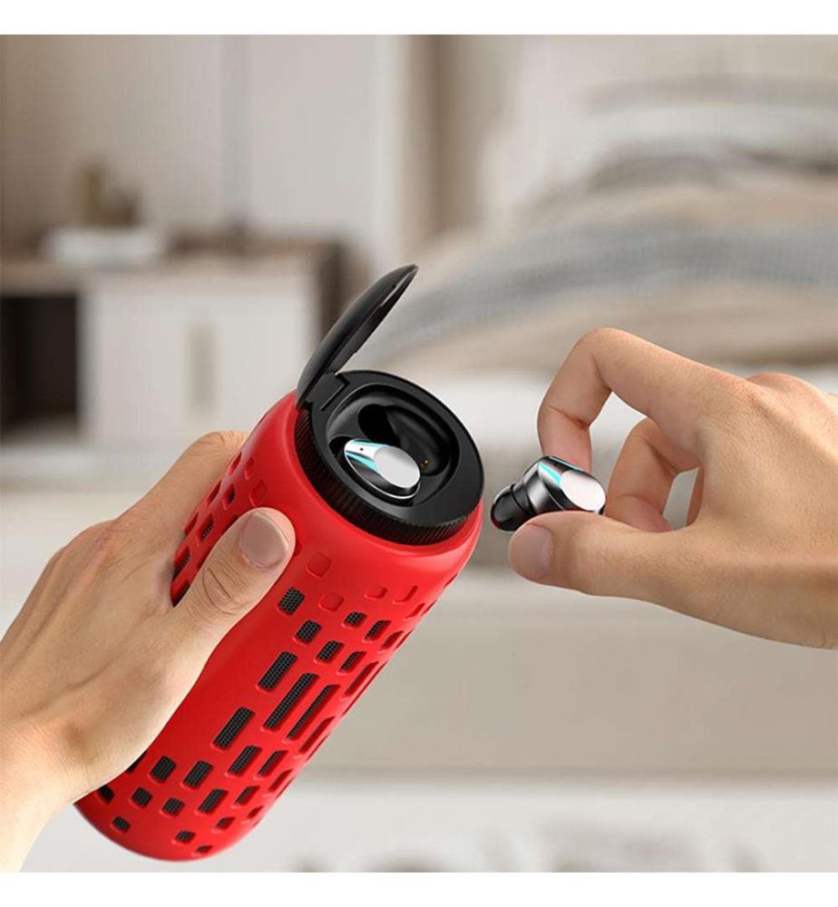 Enceinte Bluetooth 2en1 TWS 15W Lumineuse avec Écouteurs Edition MixParty - Rouge
