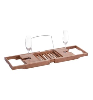 ZELLER - Present Badewannenablage mit Glashalter Braun