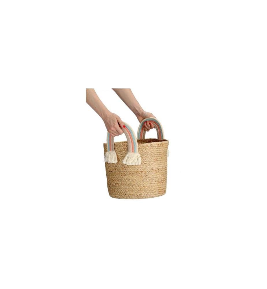 ZELLER - Present Panier à jouets Rainbow Naturel Herbe de mer 30 x 30 cm