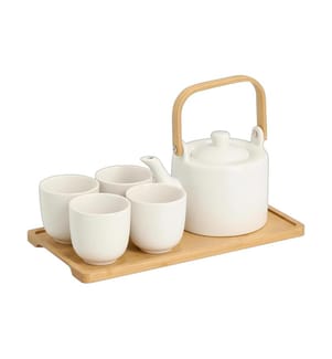 ZELLER - Present Set de thé Bambou / faïence, 6 pièces