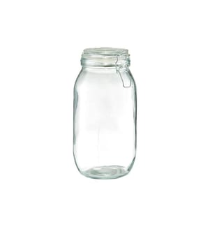 ZELLER - Present Bocal à provisions avec fermeture à étrier 2 l, Transparent/Brun