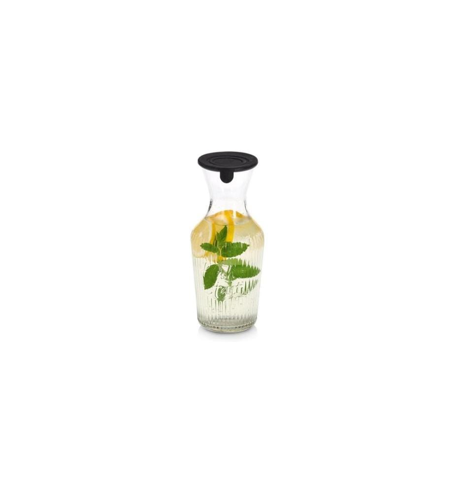 Zeller Present Glaskaraffe mit Silikond. 1.2 l, Transparent/Silber