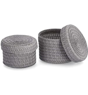 Zeller Present Boîte de rangement Set de paniers avec couvercle 2 pièces Gris