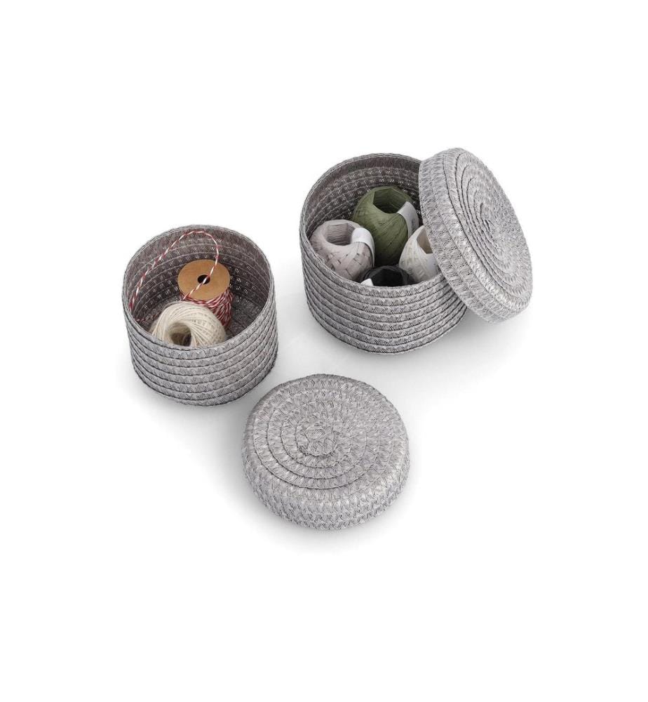 Zeller Present Boîte de rangement Set de paniers avec couvercle 2 pièces Gris