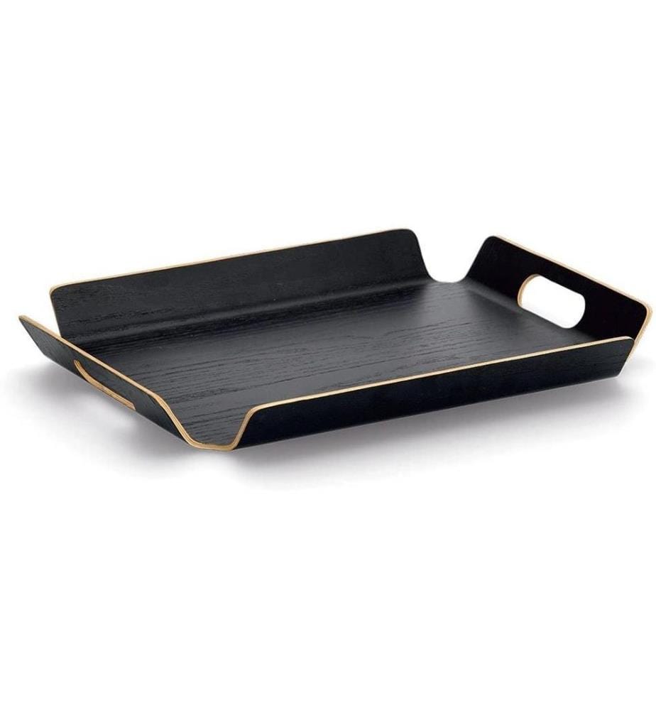 Zeller Present Plateau de service Bois/placage wengé avec poignées Noir