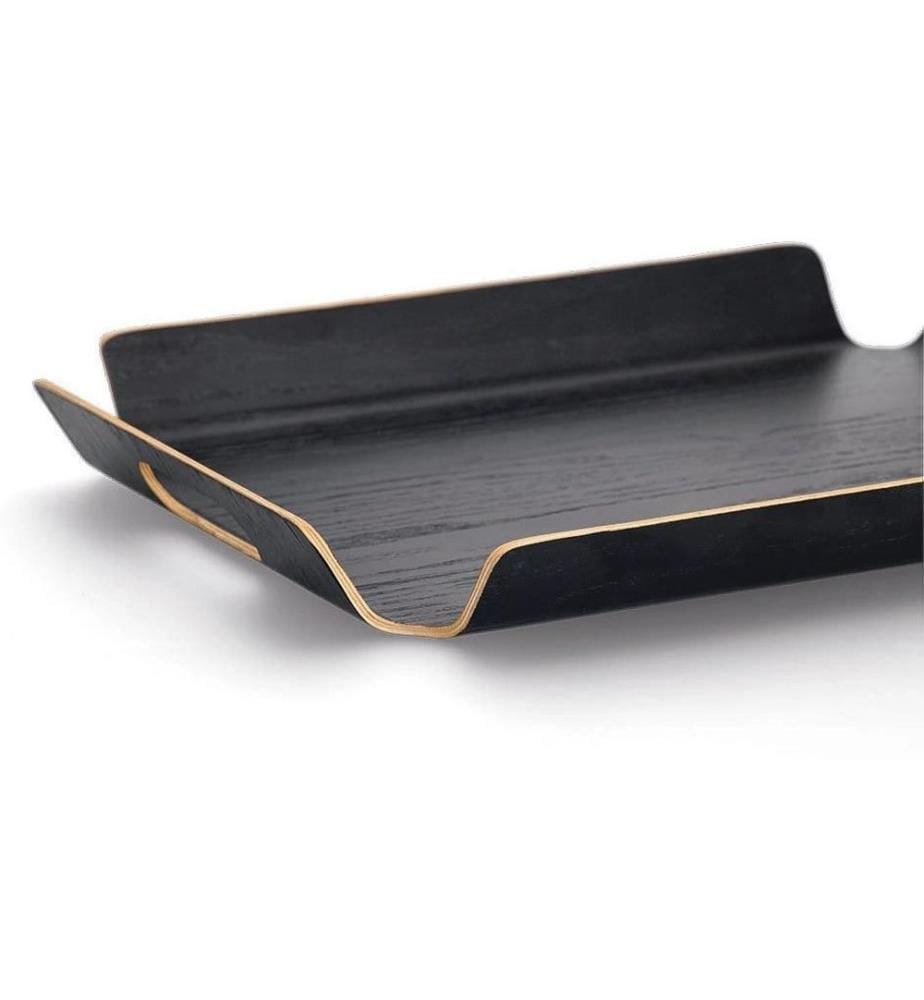 Zeller Present Plateau de service Bois/placage wengé avec poignées Noir