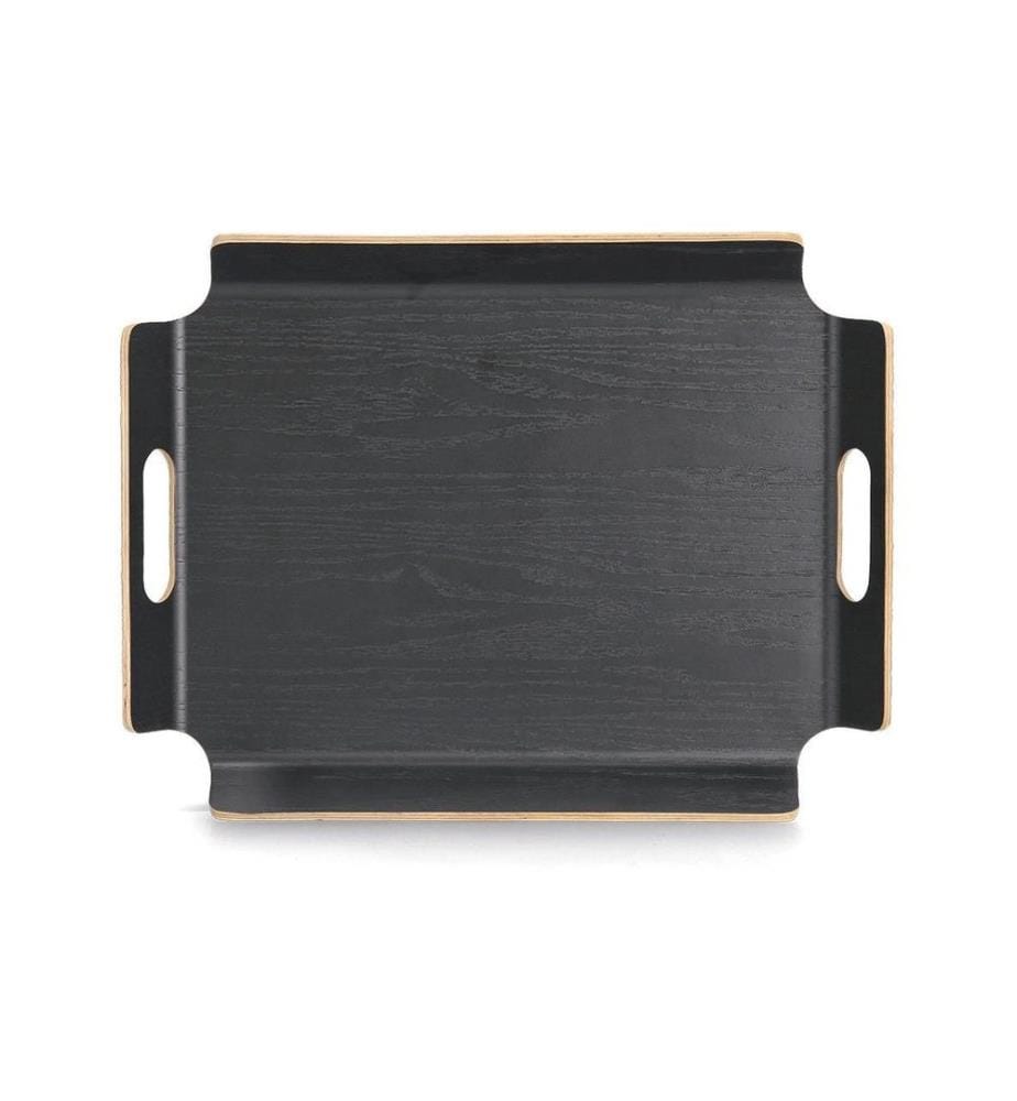 Zeller Present Plateau de service Bois/placage wengé avec poignées Noir