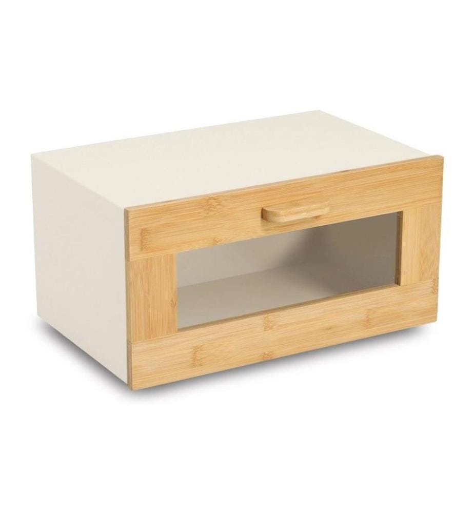 Zeller Present Brotkasten m. Klappe, Metall/Bambus Braun/Beige