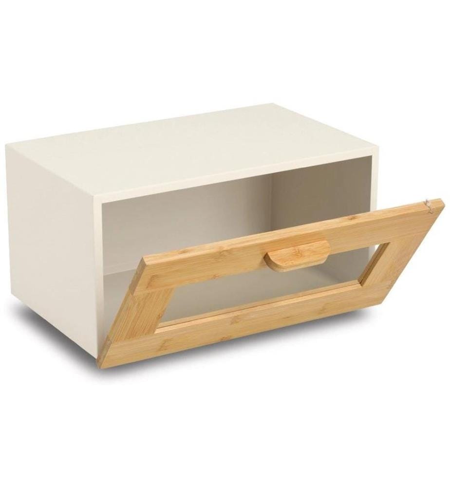 Zeller Present Brotkasten m. Klappe, Metall/Bambus Braun/Beige