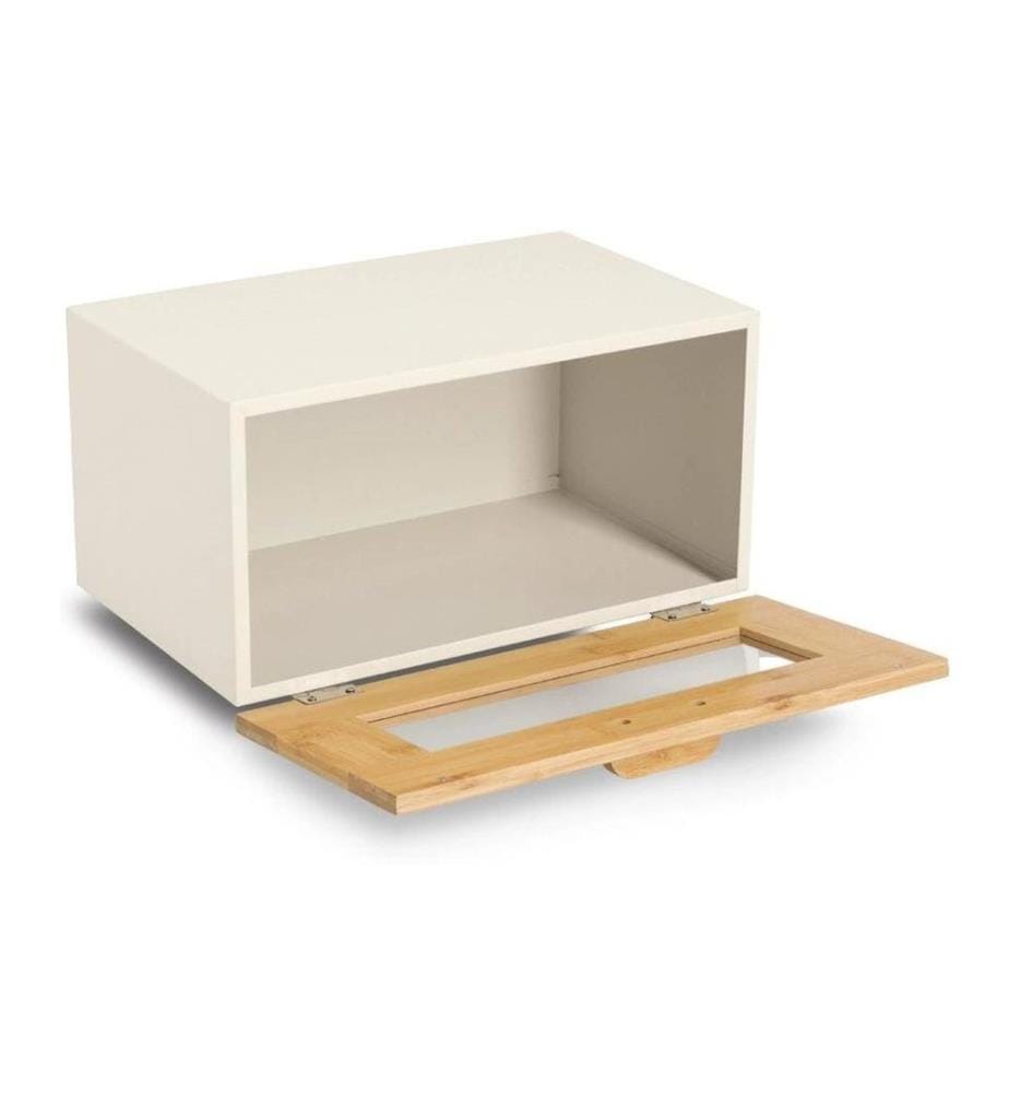 Zeller Present Brotkasten m. Klappe, Metall/Bambus Braun/Beige