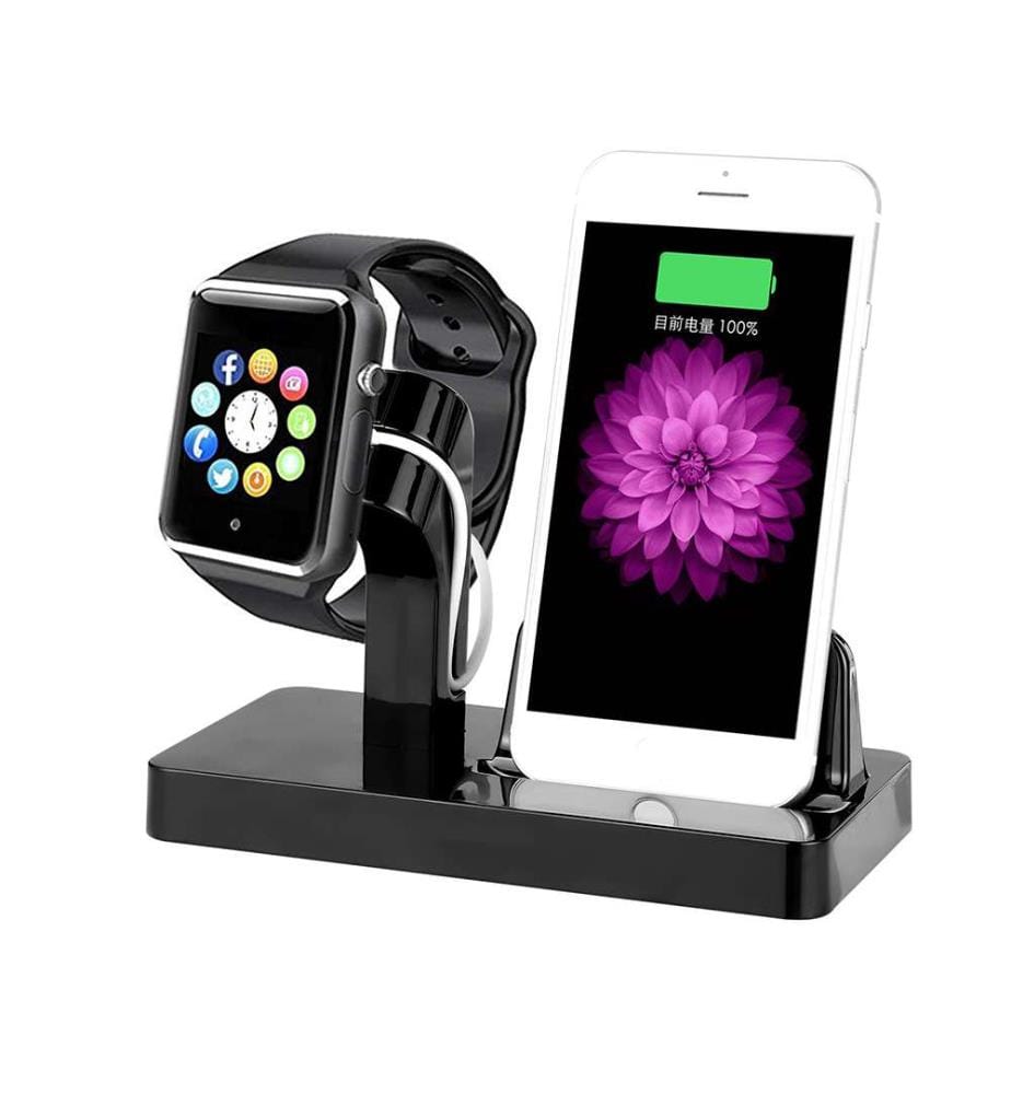 2-in-1-Lade- und Synchronisierungsstation für Apple Watch und iPhone - Schwarz