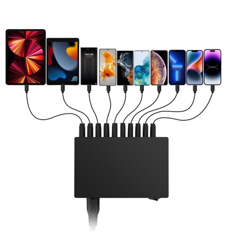 USB-Ladegerät mit 10 Anschlüssen - Schwarz