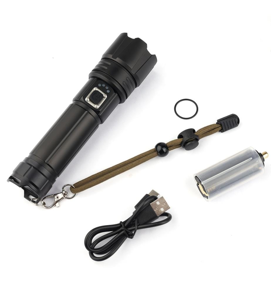 Wiederaufladbare taktische LED-Taschenlampe - Schwarz