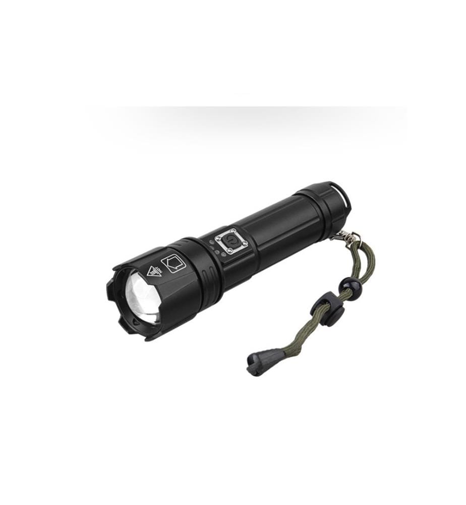 Wiederaufladbare taktische LED-Taschenlampe - Schwarz