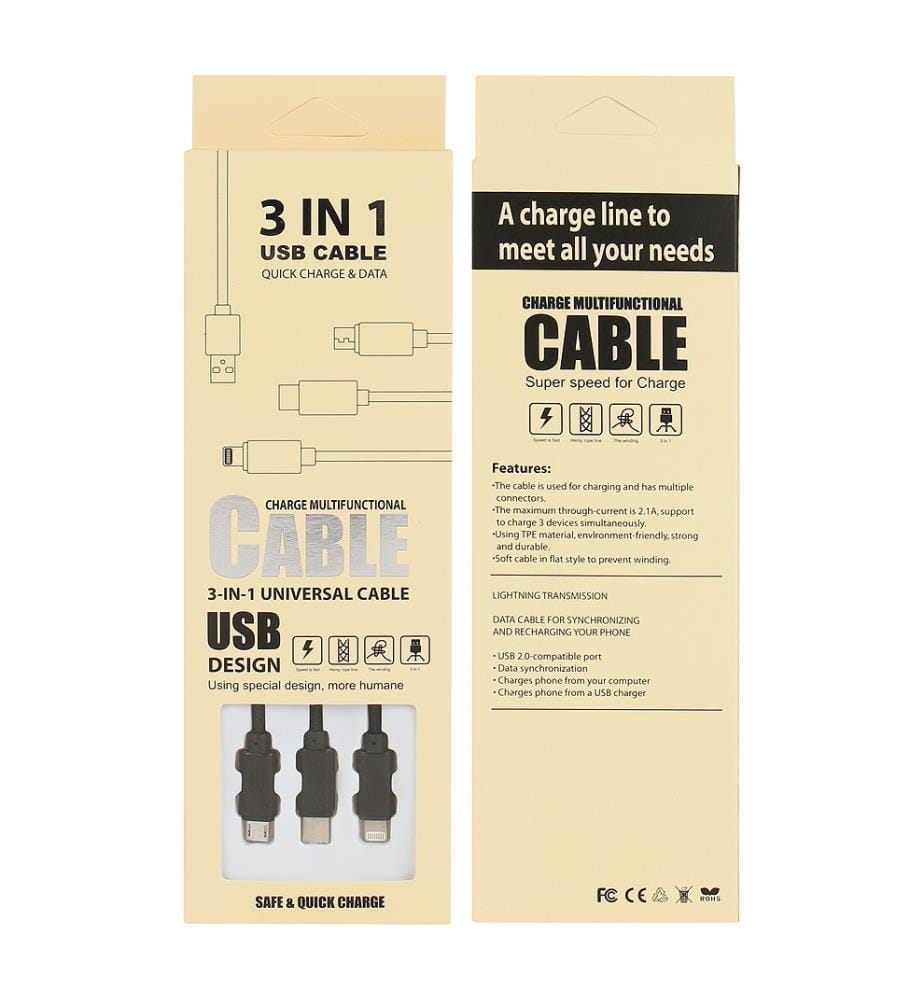 3er-Pack Kabel - Schwarz