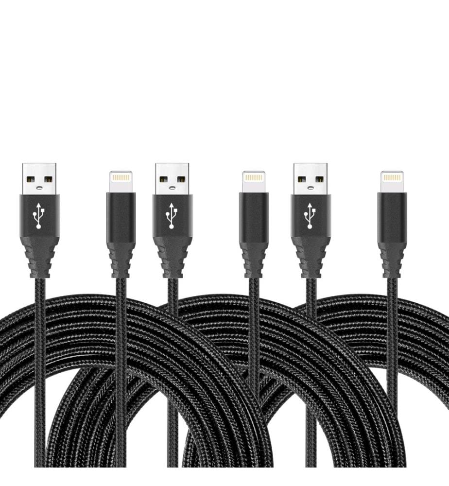 3-pack USB to Lightning cable 2 meter - Black