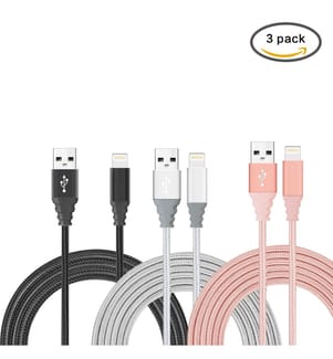 3er-Pack Kabel - Silber und Schwarz und Rosa