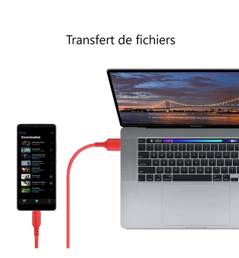 USB-Ladegerät USB-C / Samsung 1,50 Meter - Rot