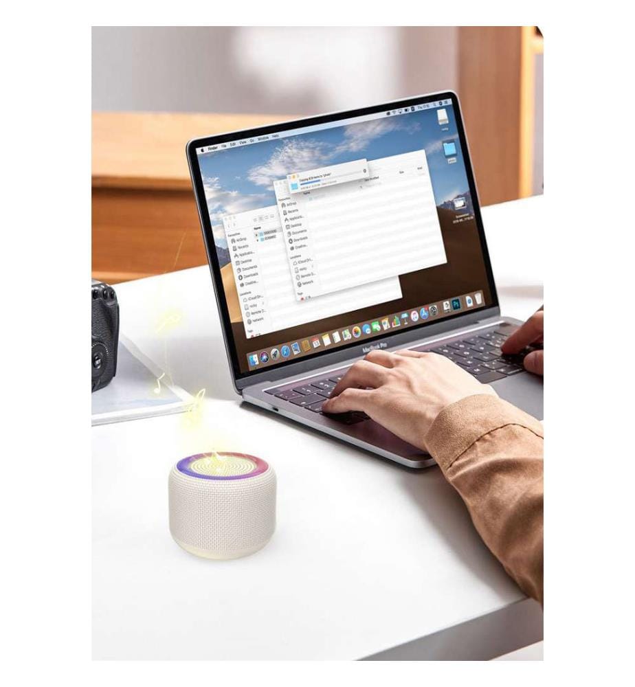 Portable Bluetooth Speaker With Led & Powerful Bass - White