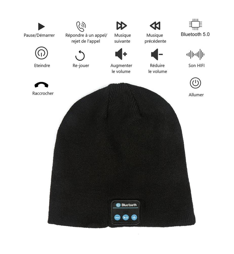 Beanie with Bluetooth Earphones - Black