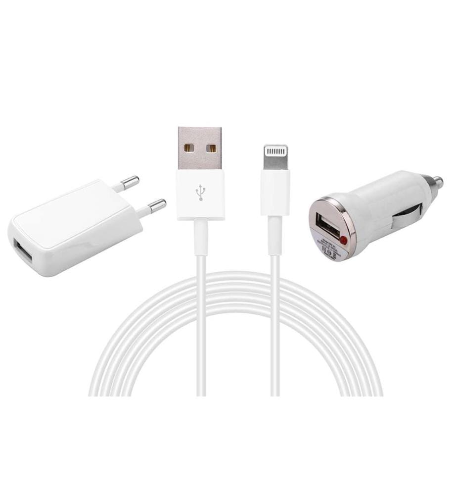 3 /1 Pack mit USB-auf-Lightning-Kabel 1 Meter - Weiss